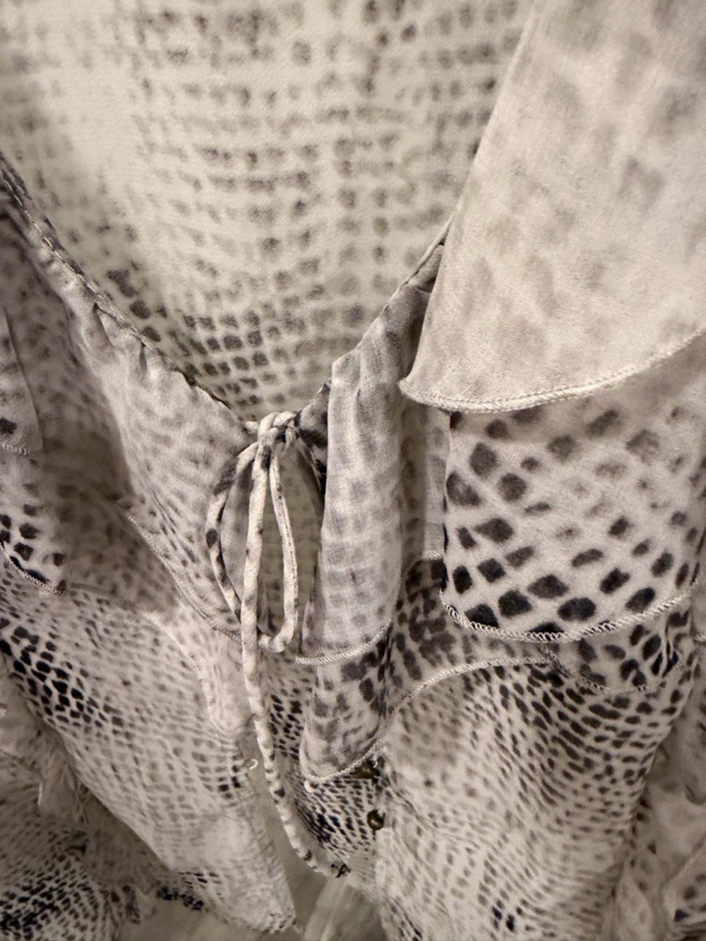 Zara Neutral Snake-Print Ruffle Front Blouse - Picture 4 of 6